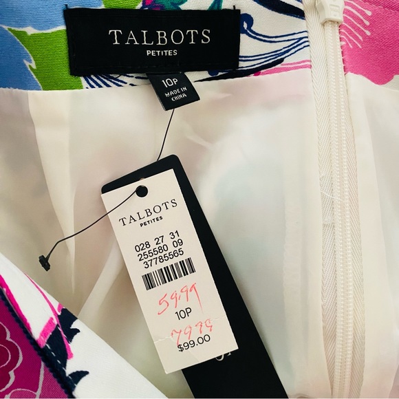 Talbots NWT Navy & Pink Colorful Floral Summer Ready Classic Pencil Skirt Sz 10 - Picture 7 of 8